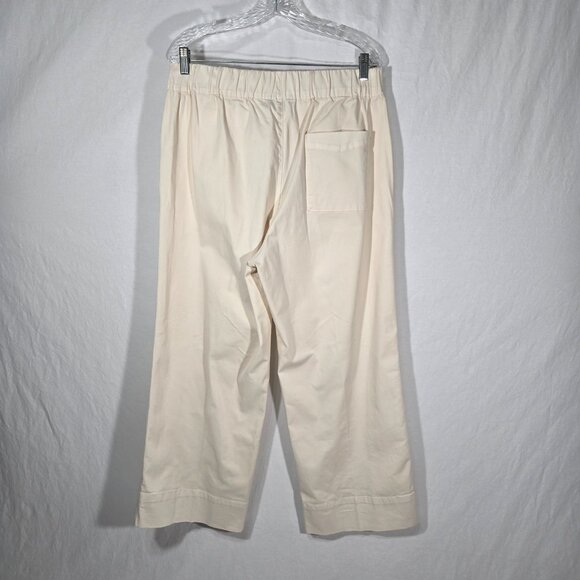 J.CREW Astrid NATURAL Elastic Waistband Hi-Rise Wide Leg Crop Chino Pant Size L. - Picture 3 of 17